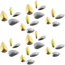 400-teiliges Set aus Angelspinnerblättern aus Metall mit goldenen und silbernen Fischschuppen-, Weidenblatt- und Wassertropfenmotiven