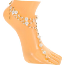 2er-Set Perlenquasten-Fußkettchen für Damen, Fußkettchen-Schmuck, Sommer-Boho-Strandaccessoires, stylische Barfußsandalen-Fußkettchen