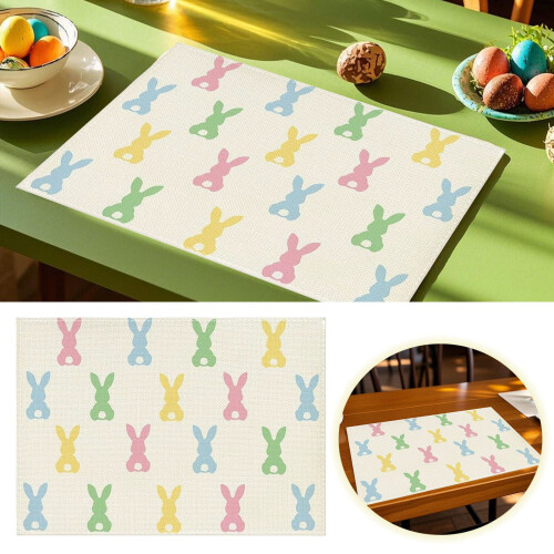 Set de table en lin à motif lapin et œuf – 1 pièce