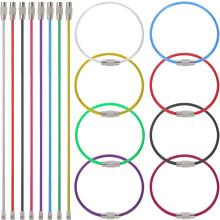 40 Stück Schlüsselanhänger aus Metalldrahtseil, 2,0 mm x 150 mm, mehrfarbig beschichtet