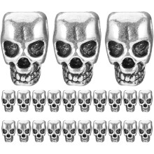 40Pcs liga crânio espaçador contas grande buraco prata crânio encantos para jóias fazendo punk estilo esqueleto contas