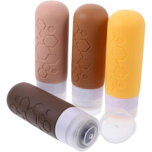 4pcs Portable Empty Travel Bottles Silicone Shampoo Lotion Dispensers Refillable Squeeze Bottles for Travel