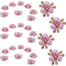 50 Stück lila Perlen-Strassblumen-Anhänger mit goldweißen Kristallen