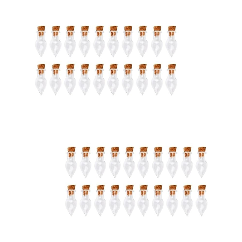 Hkhbjs 40Pcs Teardrop Shaped Wishing Bottle Small Glass Bottle Cork Glass Wish Jar