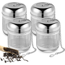 Infuseur à thé, passoire à thé à mailles fines, lot de 4, en acier inoxydable avec chaînette pour tasse