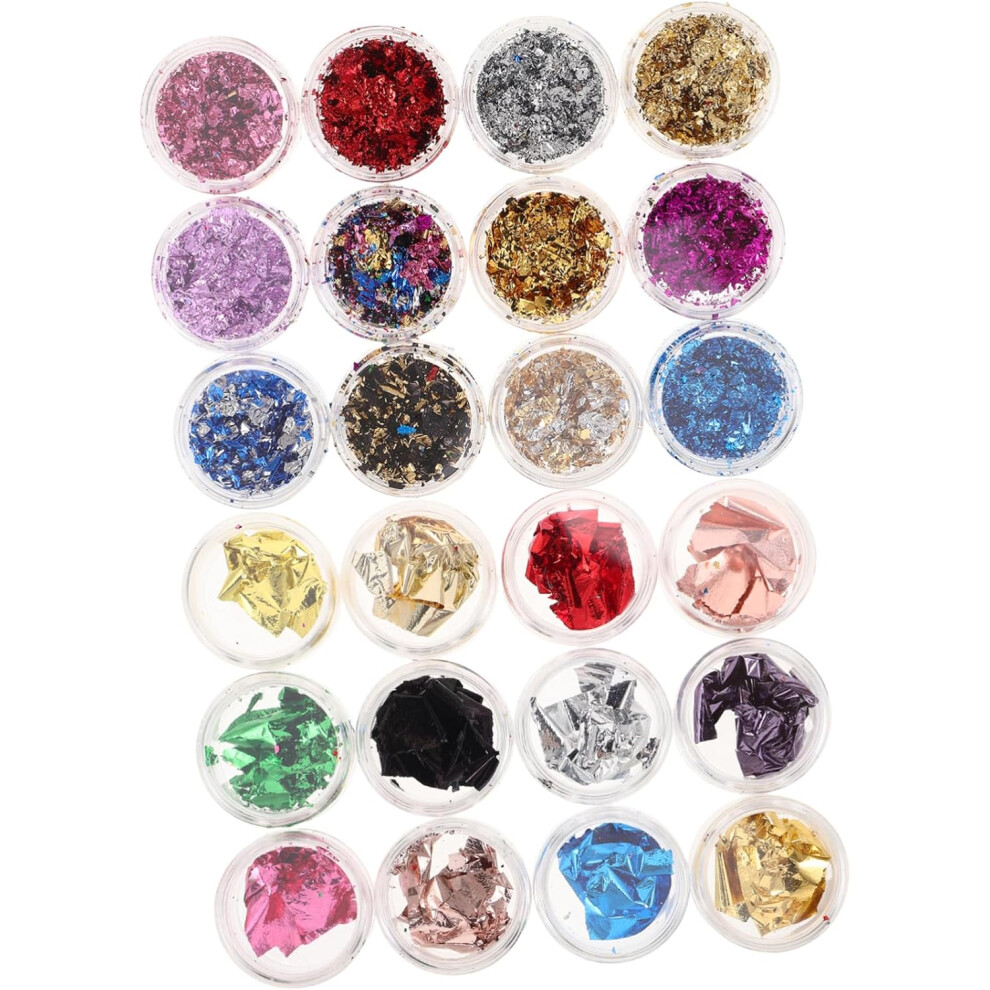 Hkhbjs 48Pcs Iridescent Nail Foil Metallic Flakes Holographic Chunky Glitter For Nail Art Decoration Art Foil