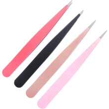4pcs Pointed Mouth Eyebrow Tweezers Stainless Steel Cosmetic Too