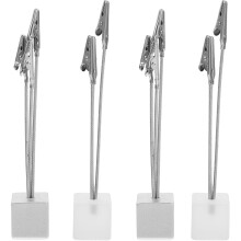 4-teiliges Set silberner Memo-Clips aus Kunstharz in Astform mit Würfelfuß, Fotoständer und Tischkartenhaltern