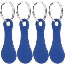 4-teiliges Set blauer Schlüsselanhänger mit Einkaufswagen-Münzen aus Metall, Zubehör für Einkaufswagen-Schlüsselanhänger