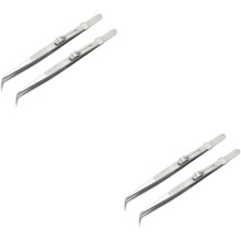 4-teiliges Set aus Stahlpinzetten mit gebogenen Kanten für die Maniküre – multifunktionales Set mit verdickten, spitzen Pinzetten