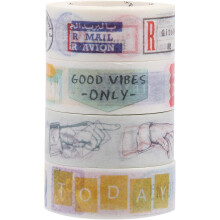 4-teiliges Set vielseitig einsetzbarer, bunter Washi-Tapes, abreißbares, dekoratives Papieretikettenband für Tagebücher