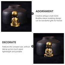 2 Stück Retro-Buddha-Statue aus Messing, kleine Mönchsfigur, Dekoration für Schreibtisch im Antik-Stil