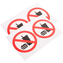 Lot de 4 autocollants « Interdit de manger et de boire » 8 x 8 cm, autocollants en vinyle autocollant pour avertissement