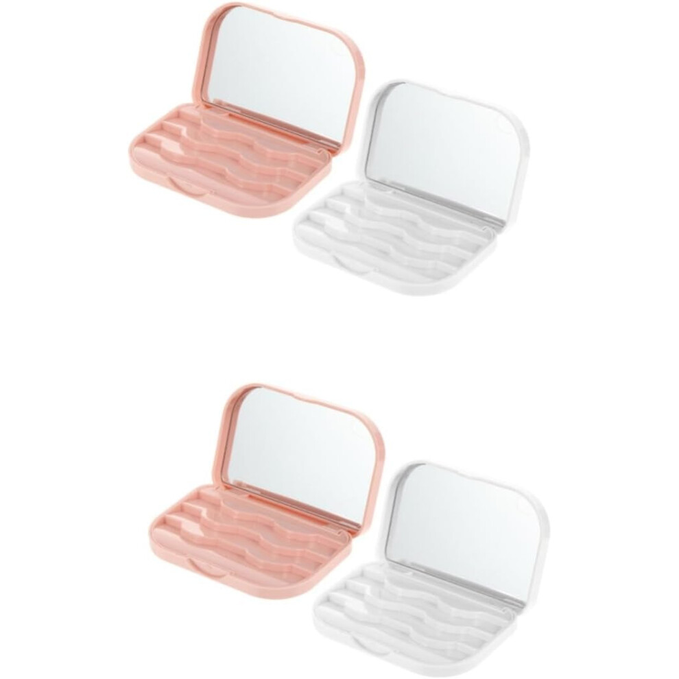 Hkhbjs 4Pcs Portable False Eyelashes Storage Box Makeup Mirror Case Reusable Eyelash Organizer Holder And Lash Kit Storage