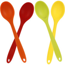 4-teiliges Silikon-Servierlöffel-Set mit ergonomischem Griff zum Kochen und Umrühren