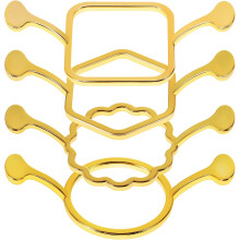 4-teiliges Set Wachssiegelformen aus Metall mit quadratischen, sechseckigen, runden und blumenförmigen geometrischen Mustern