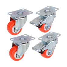 4 Stück geräuscharme PU-Lenkrollen für Möbel, robustes Rotationsbremssystem für industrielle Anwendungen