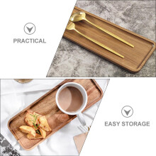 Ensemble de 2 plateaux de service rectangulaires en bois empilables, plateau de service polyvalent pour fruits