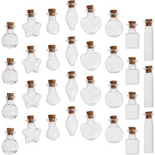 48 Mini-Glasfläschchen, kleine Wunschfläschchen mit Korken, glatte Oberfläche, ideal für Bastelarbeiten und Partydekoration