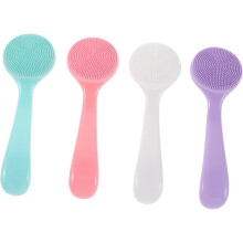 4pcs Silicone Face Scrub Brush Manual Cleansing Brush Long Handle Face Scrubbe