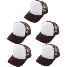 5er-Pack Baseballkappen, schlichte Trucker-Caps, atmungsaktives Mesh-Gewebe vorne und hinten, verstellbarer Riemen, Siebdruck, Thermotransferstickerei