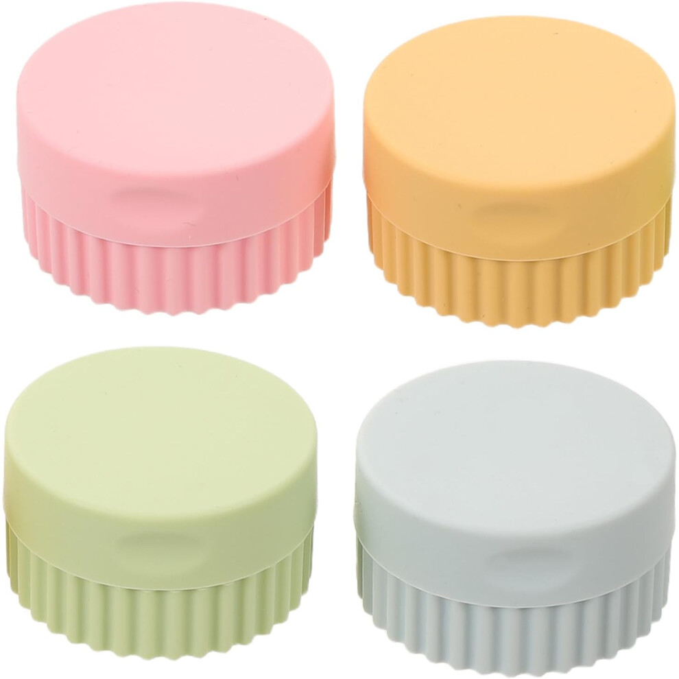 Hkhbjs Cream/Yellow/Pink 4Pcs Silicone Jars Lids Small Travel Containers For Makeup Toiletries Portable Empty Leak Face Body Jar