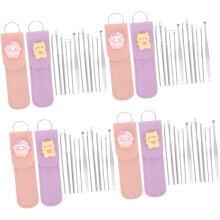 8sets portátil de aço inoxidável colher de cera de orelha ferramentas de limpeza para remoção de cera de orelha em casa Viagem