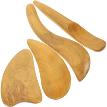 4-teiliges Set aus Holz-Körperschabern, Gesichtsmassageschabern, Gesichtsmassagegerät für Frauen, Körpermassagegerät, Kopfhautmassagegerät