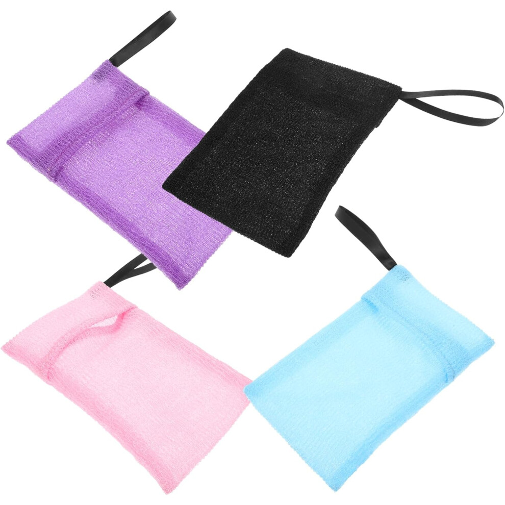 Hkhbjs 4Pcs Colored Nylon Soap Pouches Bar Soap Sleeves Shower Scrubber Bag
