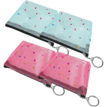 4pcs Coin Purse Set Heart Pattern Zipper Clutch Small Wallet for Women Cash Bag Ladies Wallet Pack Random Color