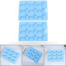 Lot de 2 moules à glaçons en silicone en forme de chien, flexibles et multi-usages, de qualité alimentaire.