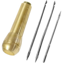 4-teiliges Lederhandwerks-Nähahlen-Set mit Kupferkegel und 3 Nadeln, multifunktionales Ahle-Werkzeugset