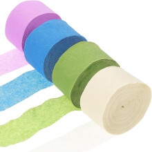 rotoli di festoni per feste in carta crespa di colori assortiti, elastici e piacevoli al tatto.