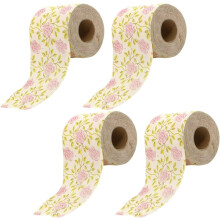 4 rouleaux de papier toilette à motifs floraux, en pâte de bambou douce, pour salle de bain, papier décoratif