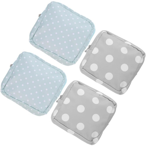 4pcs Portable Sanitary Pad Storage Bag with Dot Pattern Multicompartment Period Pouch