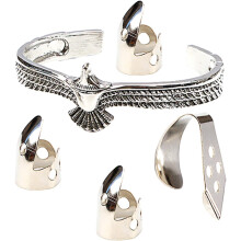 Jeu de médiators en métal pour guitare classique, médiators argentés pour pouce avec protection des doigts et des ongles, et pour les amoureux