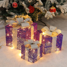 Cutii cadou luminoase de Crăciun cu LED cald pentru decor interior, 3 dimensiuni