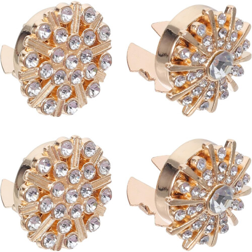 4pcs Gold-Plated Button Covers for Shirts Rhinestone Shirt Button Covers