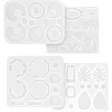 4-teiliges Silikon-Anhänger-Formenset für Harzschmuck zum Selbermachen von Ohrringen und Halskettenanhängern