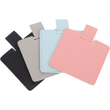 4er-Pack tragbarer Mini-Schminkspiegel, kompakt, für Handtasche geeignet, Edelstahlrahmen und PU-Schutztasche
