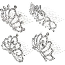 4 st kristall liten krona hårnål strass tiara kronor kam för flickor eleganta presenter