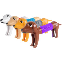 4-teiliges Pop-Tube-Hundespielzeug-Set in Cartoon-Hundeform, aus biegsamem Kunststoff