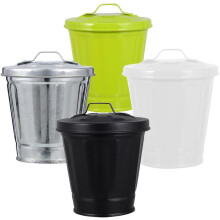 Lot de 4 mini poubelles de bureau avec couvercles, petites corbeilles à déchets en métal pour bureau