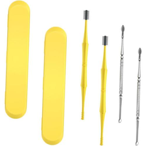 4pcs Dual- Spiral Ear Picks Ear Wax Removal Tools Storage Box Ergonomic Design