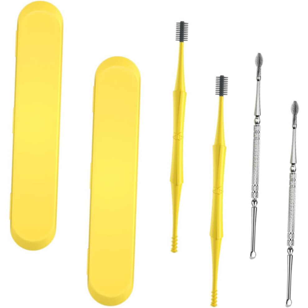 Hkhbjs 4Pcs Dual- Spiral Ear Picks Ear Wax Removal Tools Storage Box Ergonomic Design