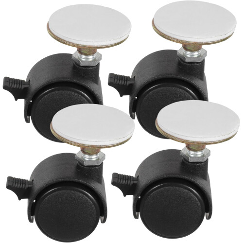 4pcs Small Adhesive Wheels Mini Sticky Pulley Casters Rotation for Table Trash Can