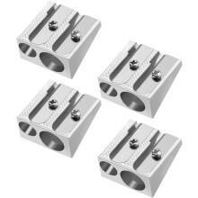 4-teiliges Set aus zwei Anspitzern aus Aluminiumlegierung, tragbarer Handspitzer für Buntstifte und Bleistifte