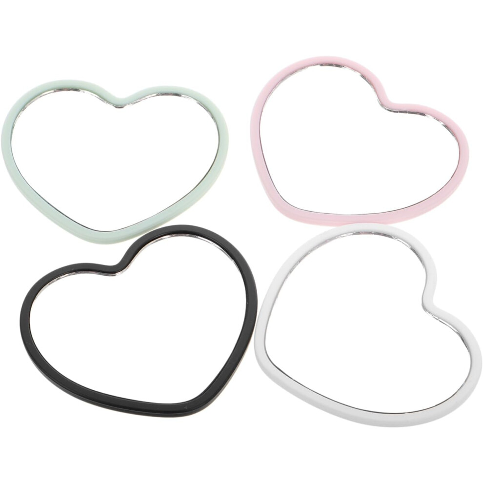 Hkhbjs Heart-Shaped Compact Mirror Set 4Pcs Mini Handheld Makeup Mirrors Portable Small