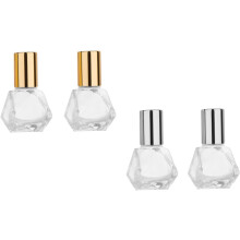 4er-Pack wiederbefüllbare Glasflaschen mit Rollverschluss für ätherische Öle, ideal für Reisen, Hautpflege und Parfüm.