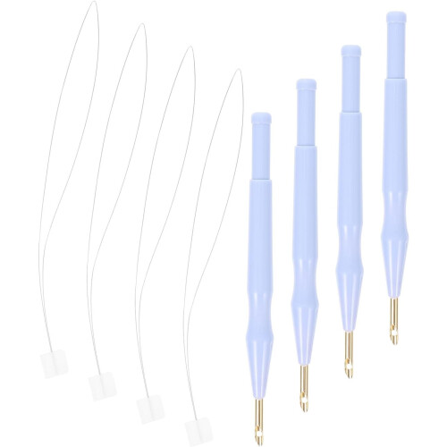 4sets Punch Needle Adjustable Needle Threaders for Embroidery Stitching DIY Knitting Tool for Fabric Craft